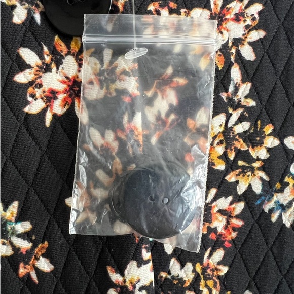 LOGO Blazer Jacket Lined Floral Print Quilted Business Casual Black Coat Long - Picture 4 of 8